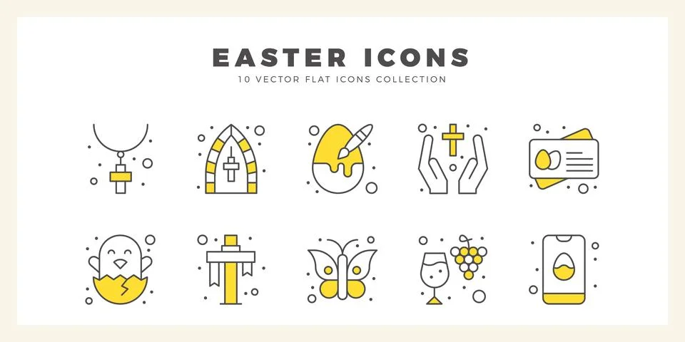 10 Easter Two Color icon pack. vector illustration. Stock Illustration
