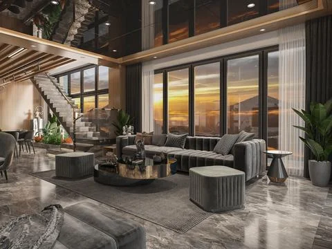 10 Essential Elements of a Modern Cozy Living Room Stock-Illustration