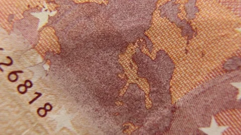 10 Euros close-up rotate. The map of Europe and the stars on the bill rotate. Stock Footage 174913256