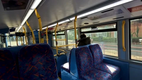 10 February 2023 - Inside View From Backseat Of Double Decker Bus 607 Stock Footage 233706741