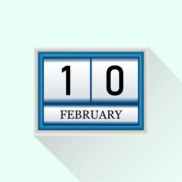 10 February Vector flat daily calendar icon. Date and month. Stock Illustration
