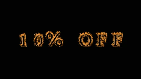 10% Off fire text effect black background Stock Footage 136066378