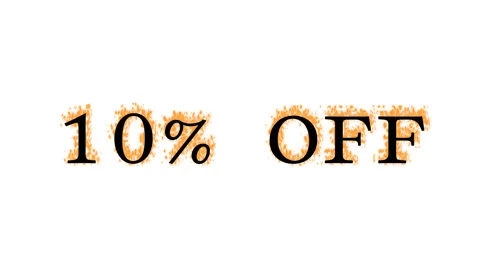 10% Off fire text effect white isolated background Stock Footage 138071789