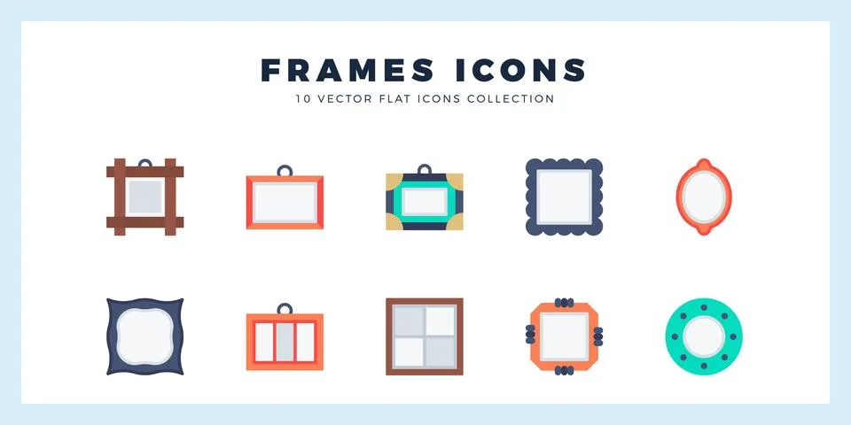 10 Frames Flat icons pack. vector illustration. Stock Illustration