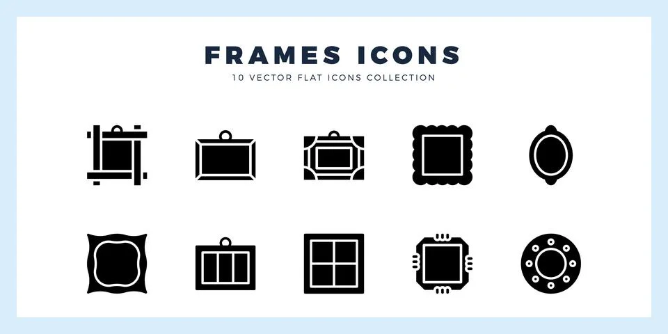 10 Frames Glyph icons pack. vector illustration. Stock Illustration