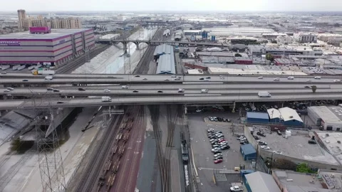 10 freeway by Downtown LA Stock Footage 133397696