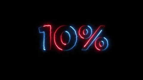 10% Glowing neon text animation by red and blue neon on dark background Stock Footage 320252193