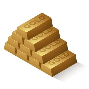 10 Gold Bars with Darker Embossed Text Stock Illustration