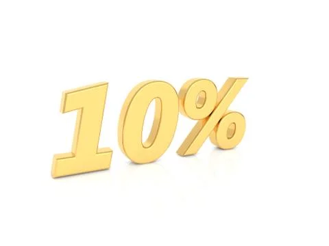 10% gold numbers on a white background. Stock Illustration