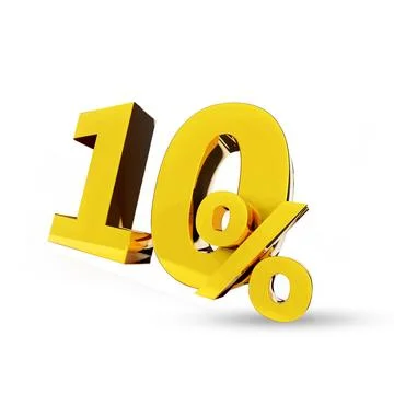 10% Golden symbol , 3D render Stock Illustration