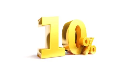 10% Golden symbol , 3D render Stock Illustration
