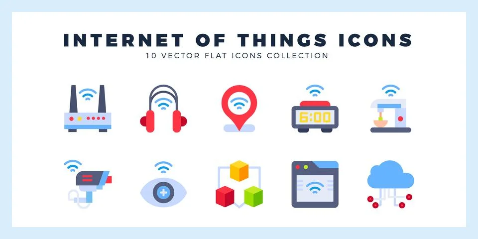10 Internet of Things Flat icon pack. vector illustration. 스톡 일러스트