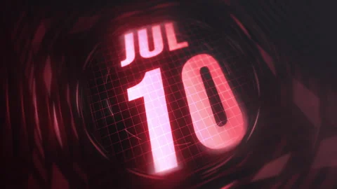 10 July in 3d motion graphic. Infrared calendar in futuristic and tech glow Stock Footage 292940791