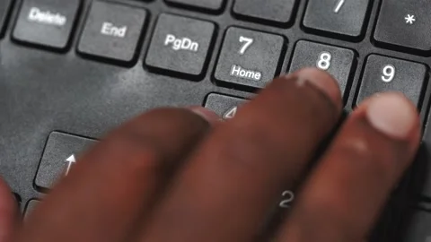 10 key black keyboard close up fingers typing desktop computer Stock Footage 233325170