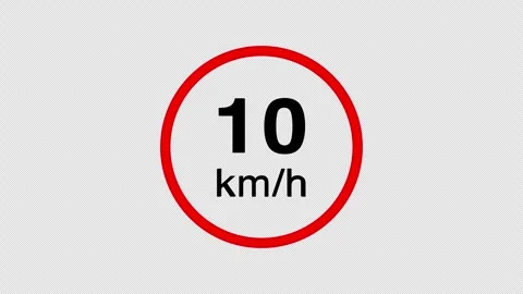 10 kmh speed limit road sign icon animation Stock Footage 335465874