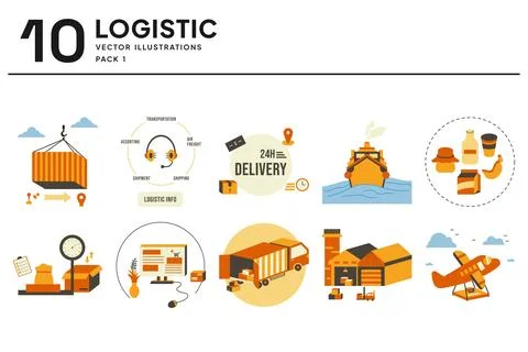 10 Logistic Vector Illustrations 스톡 일러스트