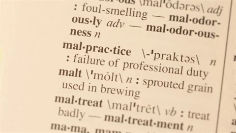 10 malpractice word definition page text letters on dictionary Vídeos de archivo 267316207