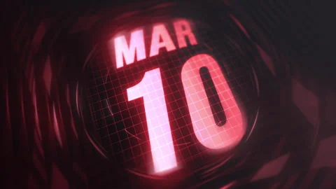 10 March in 3d motion graphic. Infrared calendar in futuristic and tech Stock Footage 292934408