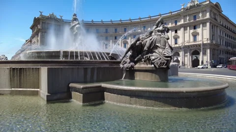 10 May '21; Rome: Nymph of the Underground waters, Fountain of the Naiads Stock Footage 266285778