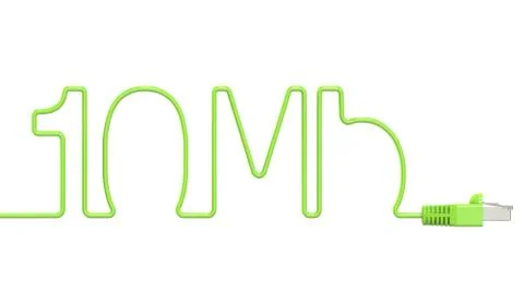 10 Mbps internet concept, computer network cable. 3D rendering Stock Illustration