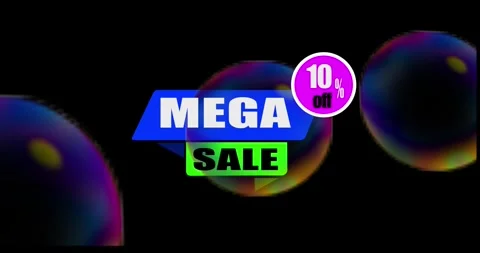 10% off mega sale animation loop video on a editable black background for sales, Vídeos de archivo 330788423