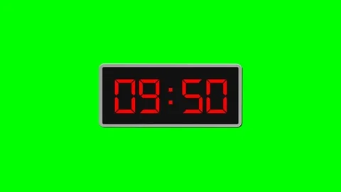 10 Minute Digital Countdown Timer Green Screen Red LED Clock Stock Footage 341261580