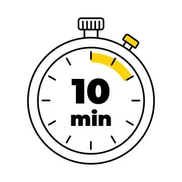 10 minutes analog clock icon white background design Stock Illustration