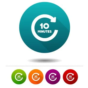 10 Minutes rotation icon. Timer symbol sign. Web Button. Illustrazione stock