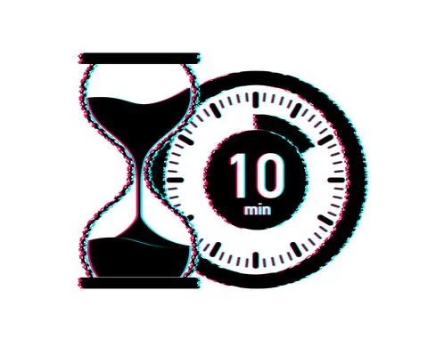 The 10 minutes, stopwatch vector glitch icon. Stopwatch icon in flat style イラスト素材