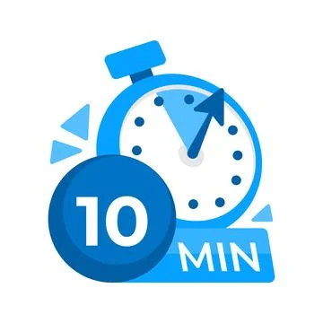 10 minutes timer. Stopwatch icon 10 min. Clock and watch limited cooking time Stock Illustration