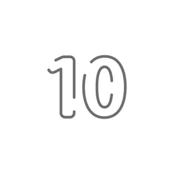 10 number line design font. Gray color on white background isolated vector il Stock Illustration
