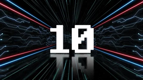 10 Number in Tech Room Animation, Top Ten, on Alpha Channel, Loop Stock Footage 254457516