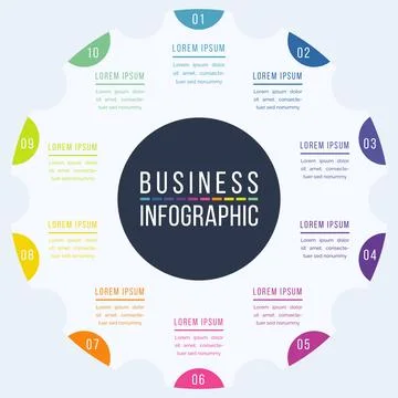 10 Options Infographic template 10 steps, objects, elements or options info Illustrazione stock