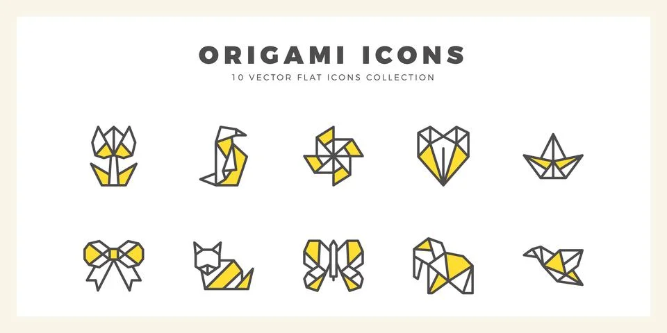 10 Origami Two Color icons pack. vector illustration. Stock Illustration