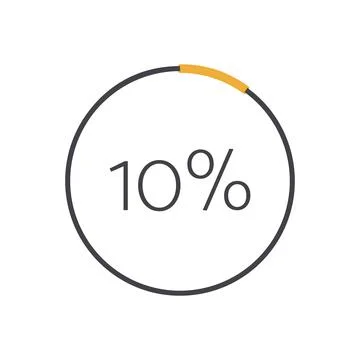 10 percent circle chart. Vector percentage infographic element. Yellow sign Stock Illustration