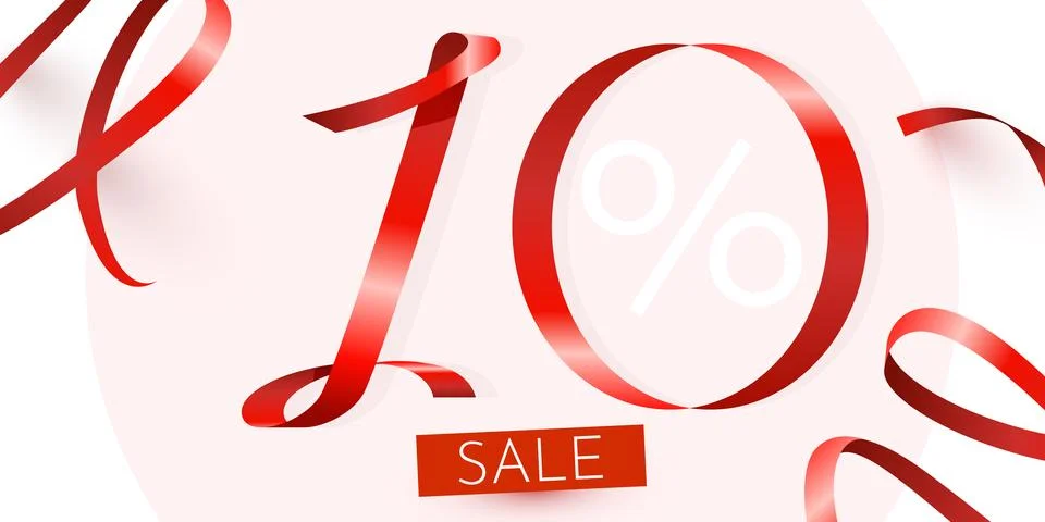 10 percent Off. Discount creative composition. Mega Sale. Stock Illustration