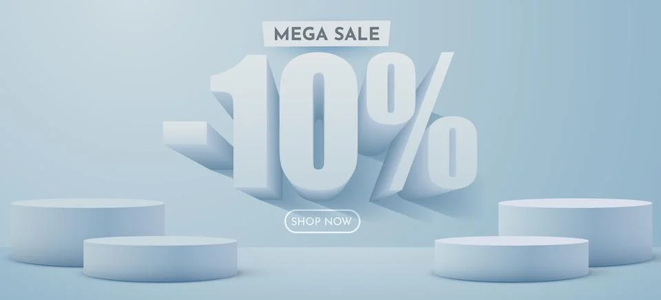 10 percent Off. Discount creative composition. Product presentation, mock up Stock Illustration