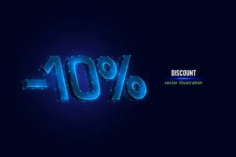 10 percent discount low poly vector illustration Stock Illustration