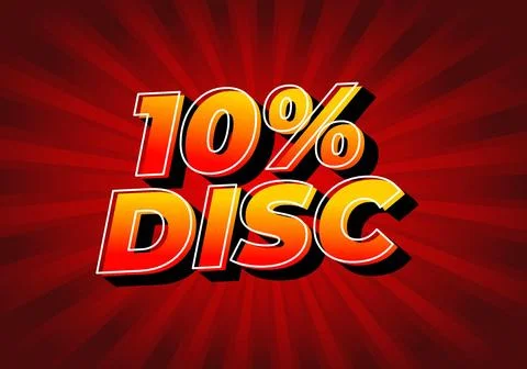 10 percent discount. Text effect in good colors with 3D style Illustrazione stock