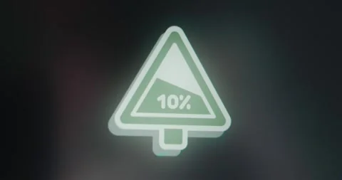 10 percent gradient of the Downhill slope road warning sign Stock Footage 314011818
