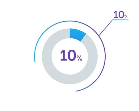 10 percents pie chart infographic elements. 10% percentage infographic circ.. Stock Illustration