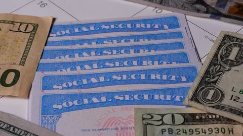 10 photo of stack of social security cards ssn on turn table Stock Photos