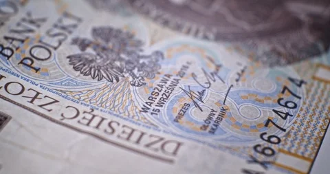 10 PLN Deatails CloseUp EU currency Vídeos de archivo 120256584
