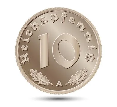 10 Reichspfennig of Germany outlined in vector. Stock Illustration