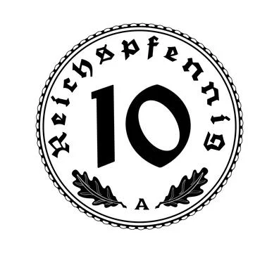 10 Reichspfennig of Germany outlined in vector. Stock Illustration
