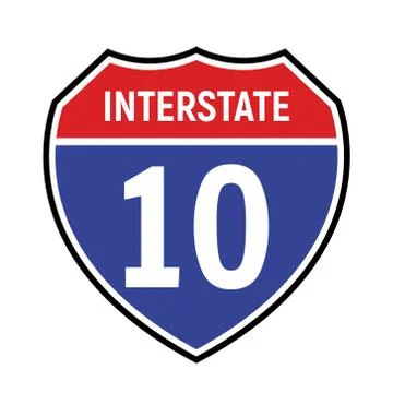 10 route sign icon. Vector road 10 highway interstate american freeway us Stock Illustration