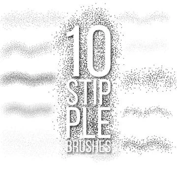 10 scatter dots brushes set. Stock Illustration