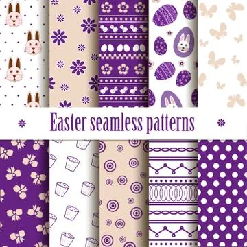 10 seamless easter patterns Stock Illustration