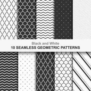 10 Seamless geometric vector patterns Иллюстрация