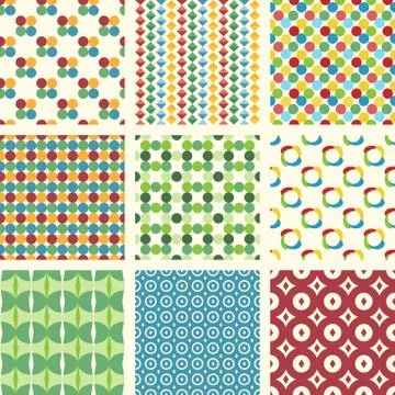 10 seamless patterns set Stock Illustration